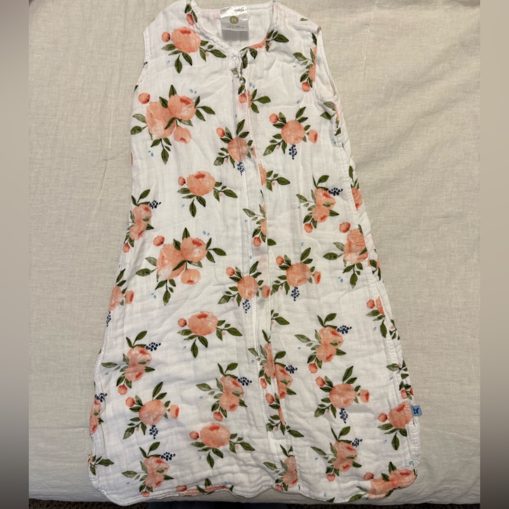 Little Unicorn Watercolor Roses Muslin Zip Up Sleep Sack